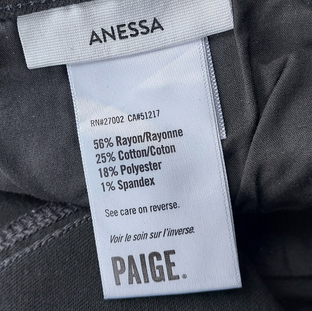 Paige Anessa Wide Leg Denim Jean Size 31 Ankle Black Coated - Picture 15 of 15